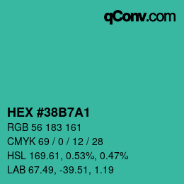 颜色代码: HEX #38B7A1 | qconv.com