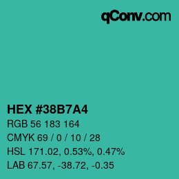 カラーコード: HEX #38B7A4 | qconv.com