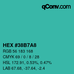 カラーコード: HEX #38B7A8 | qconv.com