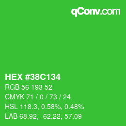 Color code: HEX #38C134 | qconv.com