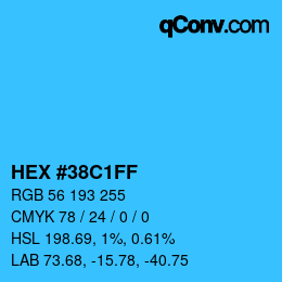 Color code: HEX #38C1FF | qconv.com