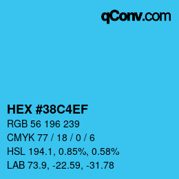 颜色代码: HEX #38C4EF | qconv.com