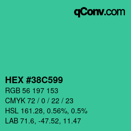 Color code: HEX #38C599 | qconv.com