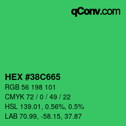 Código de color: HEX #38C665 | qconv.com