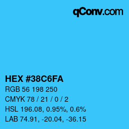 Color code: HEX #38C6FA | qconv.com