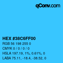 Color code: HEX #38C6FF00 | qconv.com