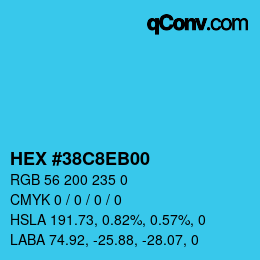 Farbcode: HEX #38C8EB00 | qconv.com