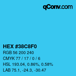 Color code: HEX #38C8F0 | qconv.com