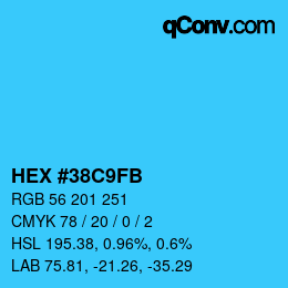 Color code: HEX #38C9FB | qconv.com