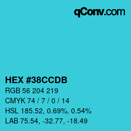 カラーコード: HEX #38CCDB | qconv.com