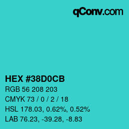 カラーコード: HEX #38D0CB | qconv.com