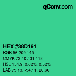 カラーコード: HEX #38D191 | qconv.com
