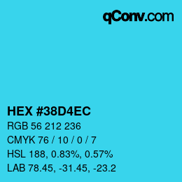 Color code: HEX #38D4EC | qconv.com