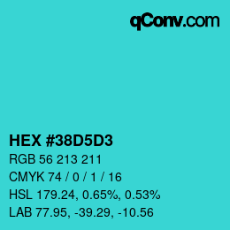 カラーコード: HEX #38D5D3 | qconv.com
