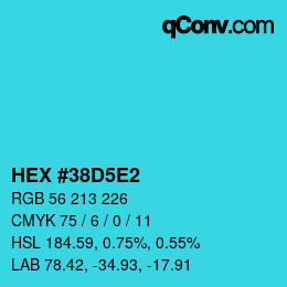 カラーコード: HEX #38D5E2 | qconv.com
