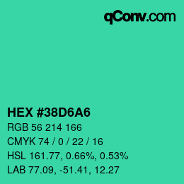 颜色代码: HEX #38D6A6 | qconv.com