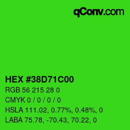 Farbcode: HEX #38D71C00 | qconv.com