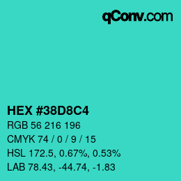 Color code: HEX #38D8C4 | qconv.com