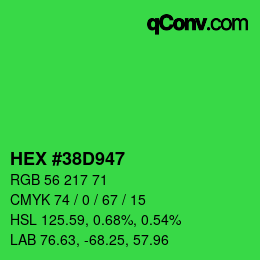 Color code: HEX #38D947 | qconv.com