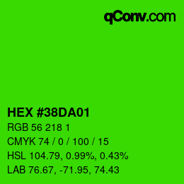 Color code: HEX #38DA01 | qconv.com