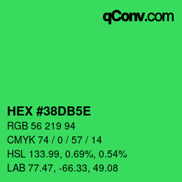 カラーコード: HEX #38DB5E | qconv.com