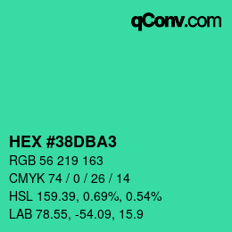カラーコード: HEX #38DBA3 | qconv.com