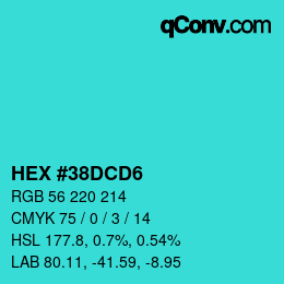 Color code: HEX #38DCD6 | qconv.com