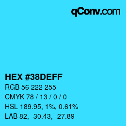 Code couleur: HEX #38DEFF | qconv.com