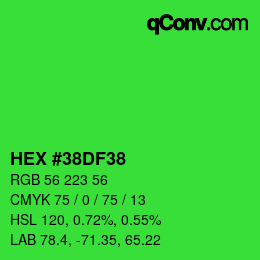 カラーコード: HEX #38DF38 | qconv.com