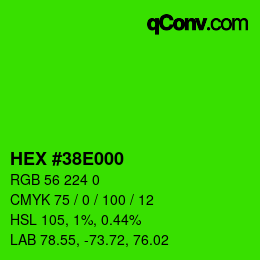 颜色代码: HEX #38E000 | qconv.com