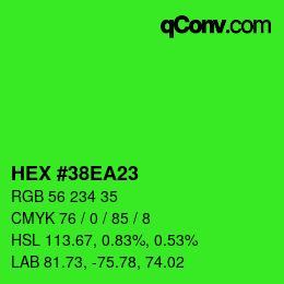 カラーコード: HEX #38EA23 | qconv.com