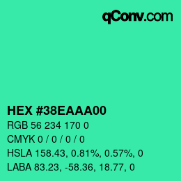 Color code: HEX #38EAAA00 | qconv.com