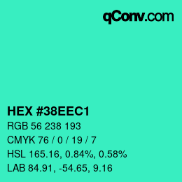 Color code: HEX #38EEC1 | qconv.com