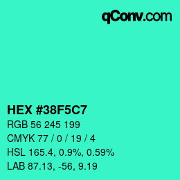 颜色代码: HEX #38F5C7 | qconv.com