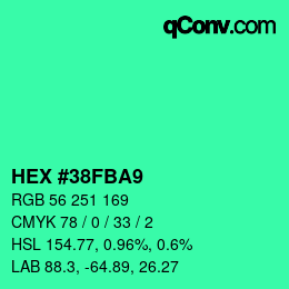 颜色代码: HEX #38FBA9 | qconv.com