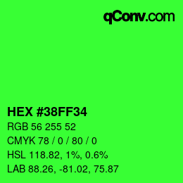 Color code: HEX #38FF34 | qconv.com