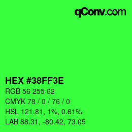 Código de color: HEX #38FF3E | qconv.com