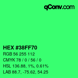 Código de color: HEX #38FF70 | qconv.com