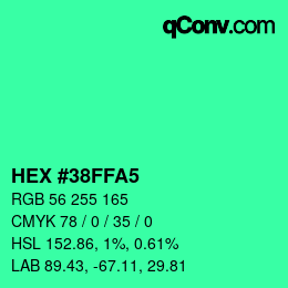 Código de color: HEX #38FFA5 | qconv.com
