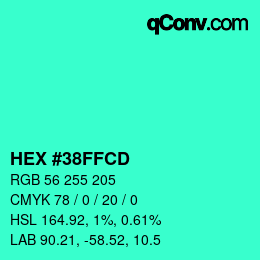 颜色代码: HEX #38FFCD | qconv.com