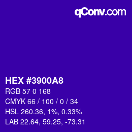 Color code: HEX #3900A8 | qconv.com