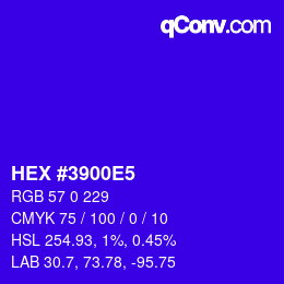 カラーコード: HEX #3900E5 | qconv.com