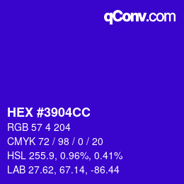 カラーコード: HEX #3904CC | qconv.com