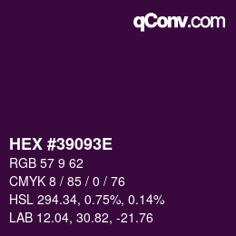 Color code: HEX #39093E | qconv.com
