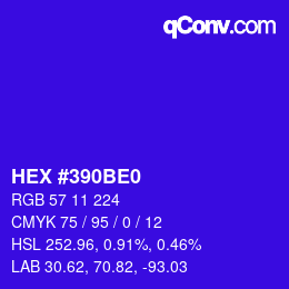 Color code: HEX #390BE0 | qconv.com