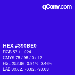 Color code: HEX #390BE0 | qconv.com