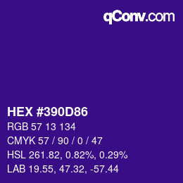 カラーコード: HEX #390D86 | qconv.com