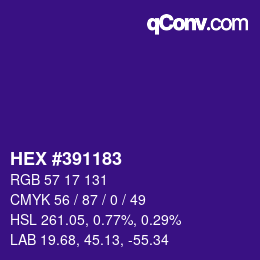 Color code: HEX #391183 | qconv.com