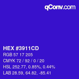 カラーコード: HEX #3911CD | qconv.com