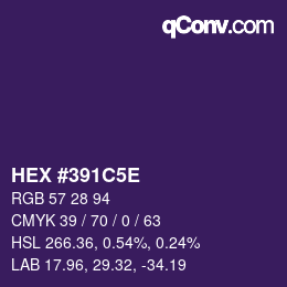 Color code: HEX #391C5E | qconv.com